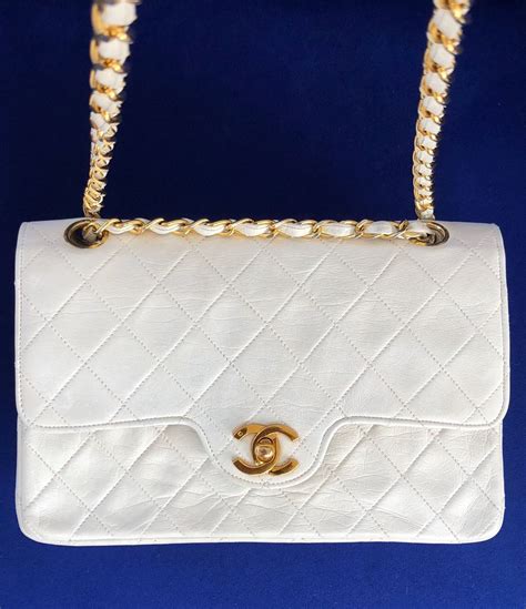 chanel white prin flap bag|white vintage Chanel bag.